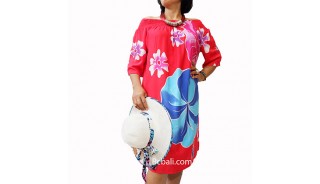 poncho top dress pink handpainting flowers